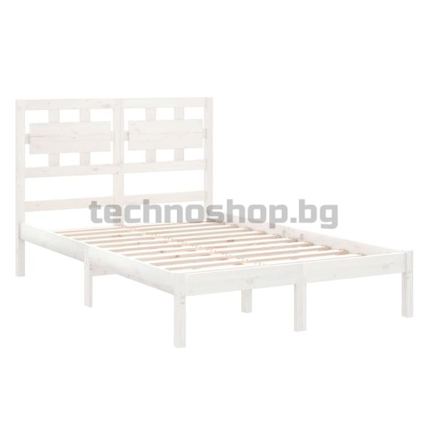 Рамка за легло, бяла, дърво масив, 120x200 см