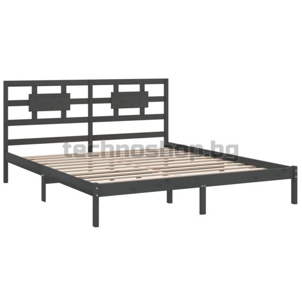 Рамка за легло, сива, дърво масив, 200х200 см