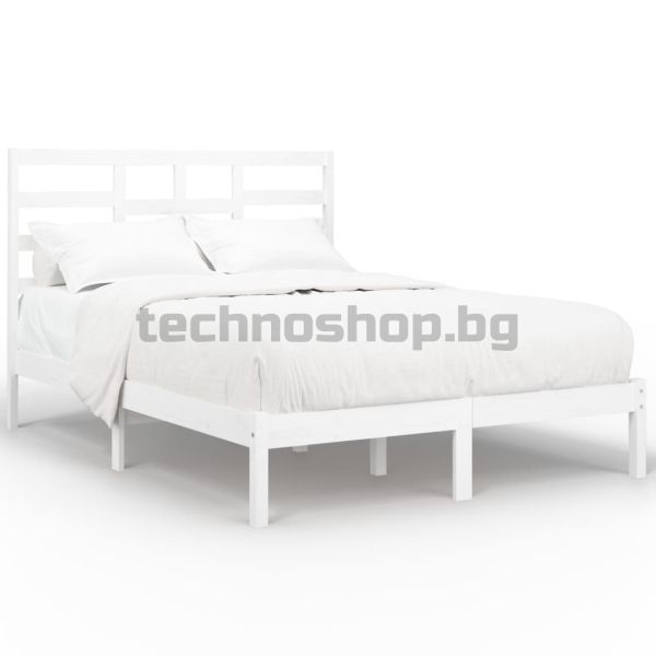 Рамка за легло, бяла, дърво масив, 120x200 см
