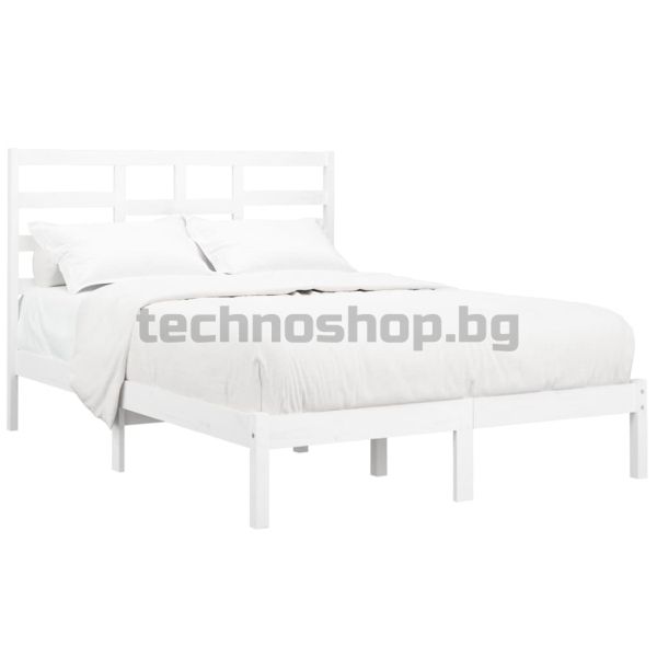 Рамка за легло, бяла, дърво масив, 120x200 см
