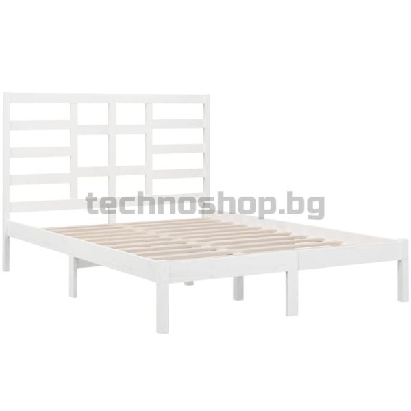 Рамка за легло, бяла, дърво масив, 120x200 см