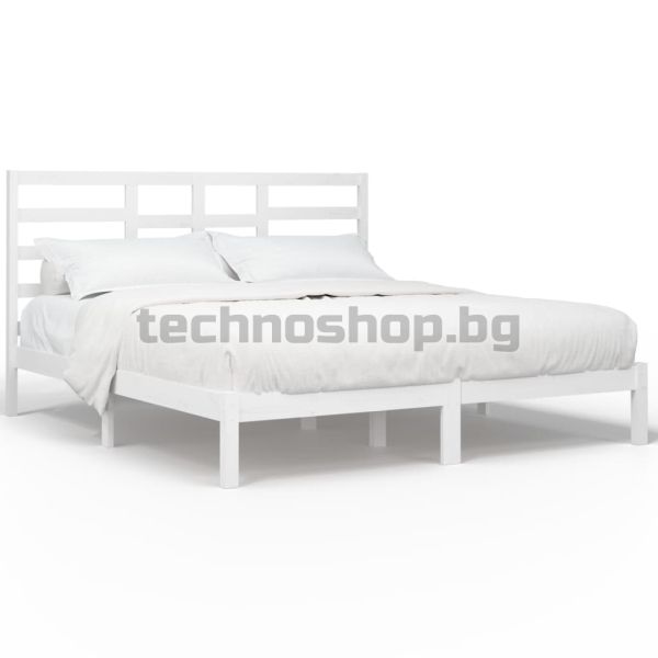 Рамка за легло, бяла, дърво масив, 200x200 см