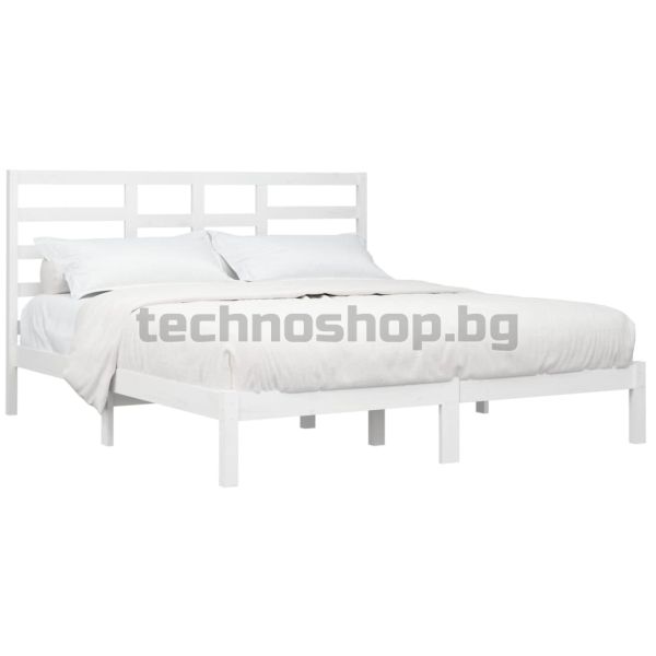 Рамка за легло, бяла, дърво масив, 200x200 см