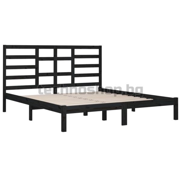Рамка за легло, черна, дърво масив, 200x200 см