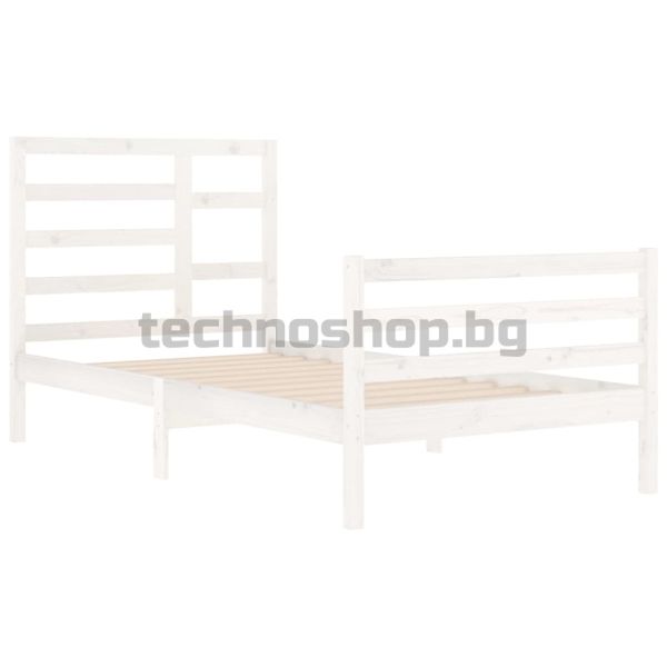 Рамка за легло, бяла, дърво масив, 100x200 см