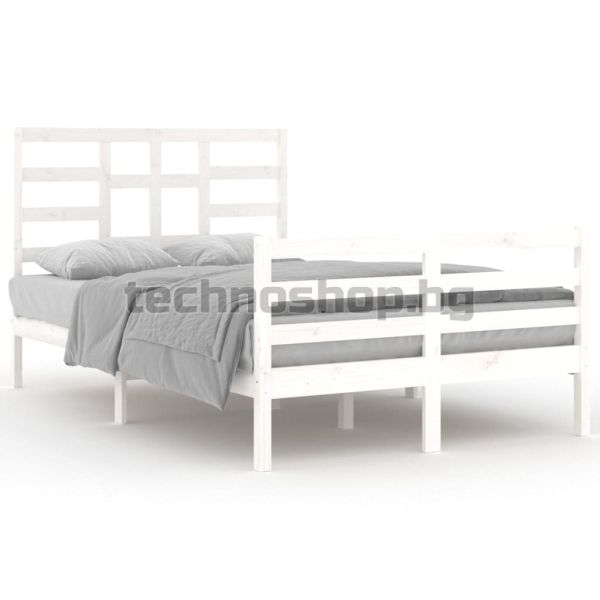 Рамка за легло, бяла, дърво масив, 120x200 см