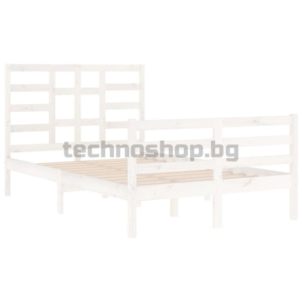 Рамка за легло, бяла, дърво масив, 120x200 см