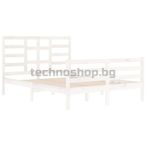 Рамка за легло, бяла, дърво масив, 140x200 см