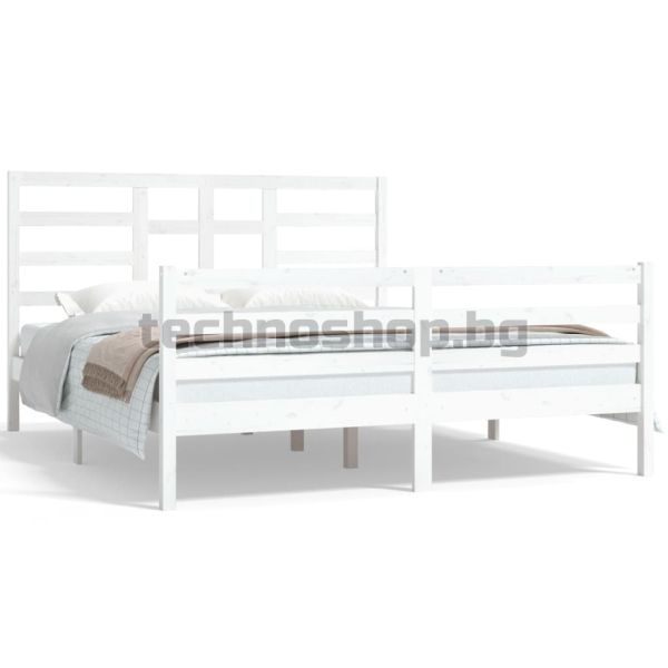 Рамка за легло, бяла, дърво масив, 160х200 см