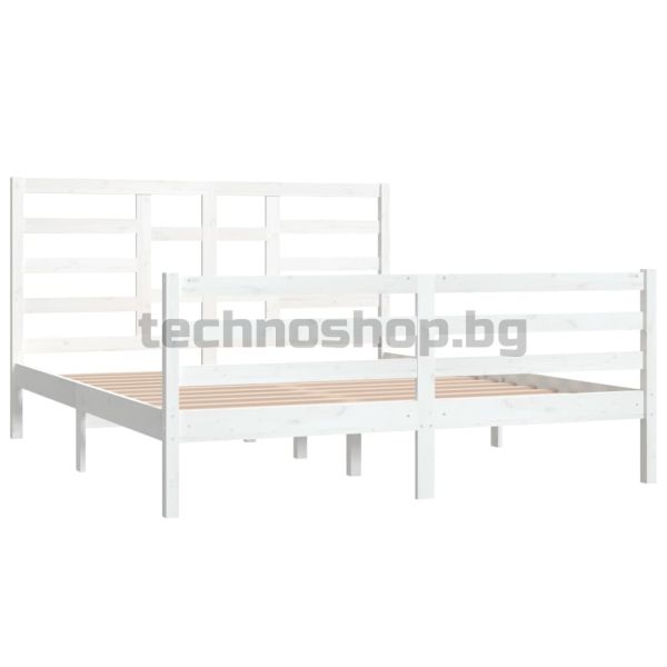 Рамка за легло, бяла, дърво масив, 160х200 см