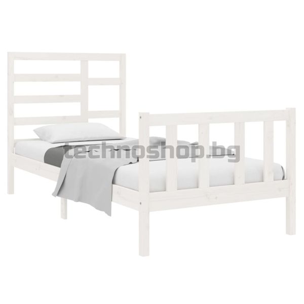 Рамка за легло, бяла, бор масив, 90x190 см, Single