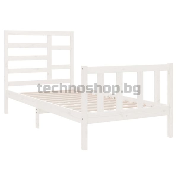 Рамка за легло, бяла, бор масив, 90x190 см, Single