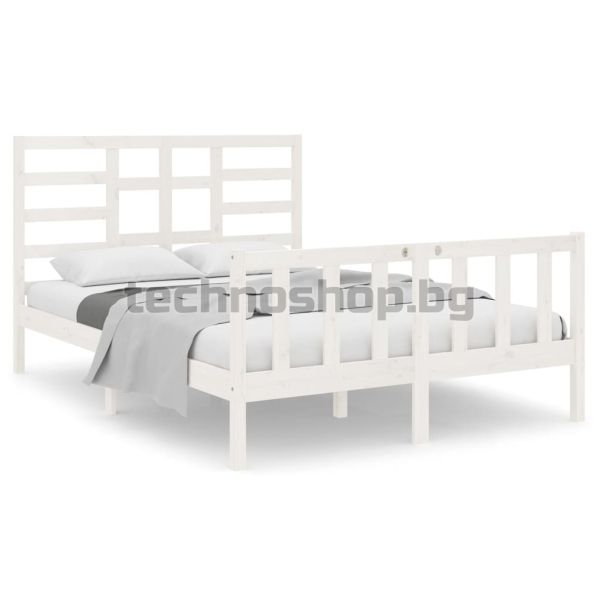 Рамка за легло, бяла, дърво масив, 120x190 см, Small Double