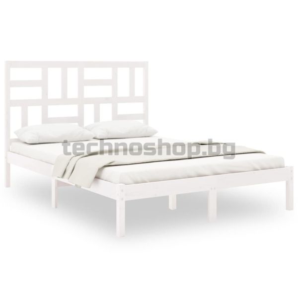 Рамка за легло, бяла, дърво масив, 120x200 см