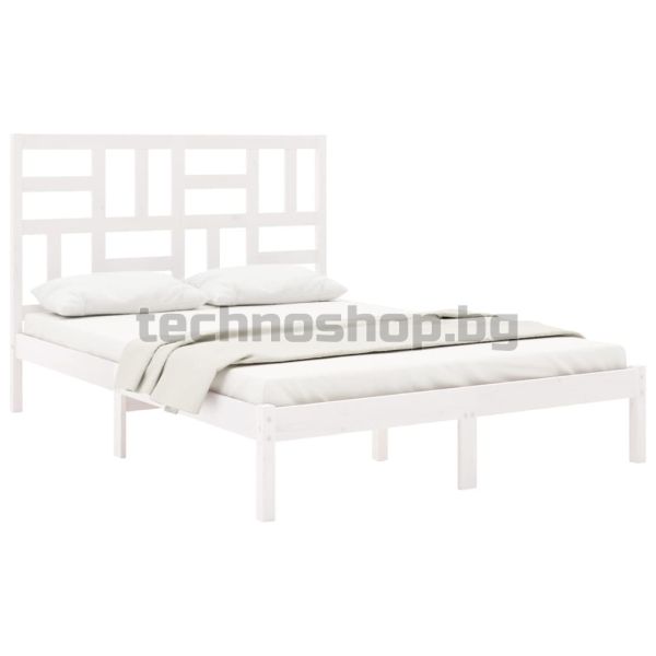 Рамка за легло, бяла, дърво масив, 120x200 см