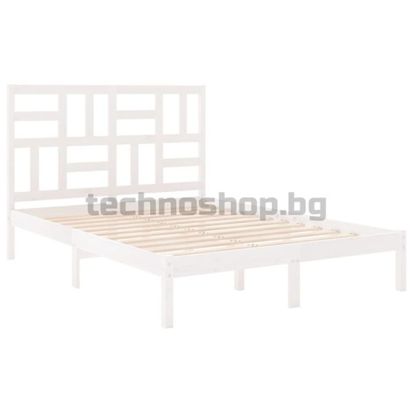 Рамка за легло, бяла, дърво масив, 120x200 см