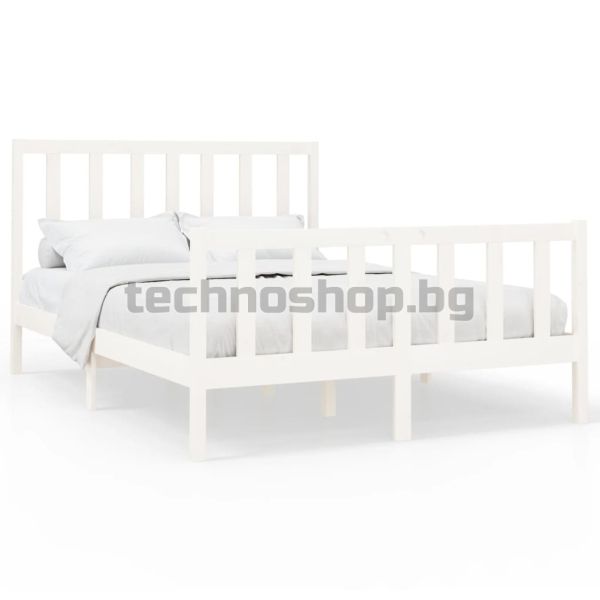 Рамка за легло без матрак, бял, 140x190 см, бор масив