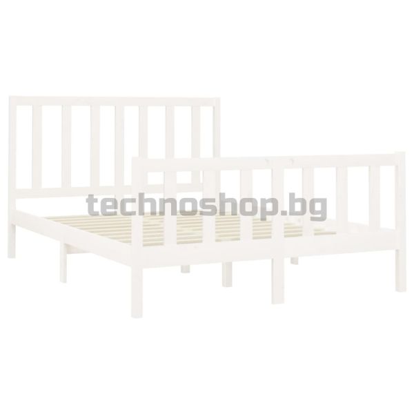 Рамка за легло без матрак, бял, 140x190 см, бор масив