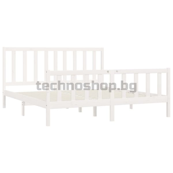 Рамка за легло, бяла, дърво масив, 200x200 см