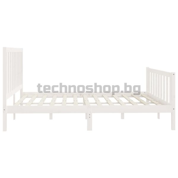 Рамка за легло, бяла, дърво масив, 200x200 см