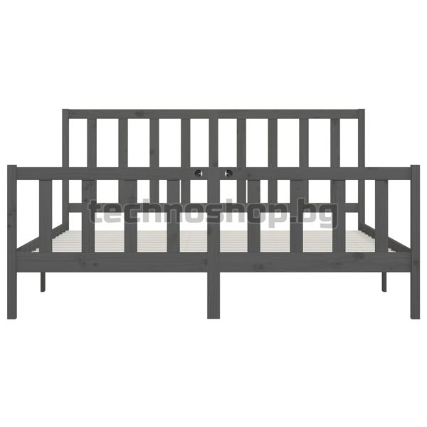 Рамка за легло, сива, дърво масив, 200х200 см