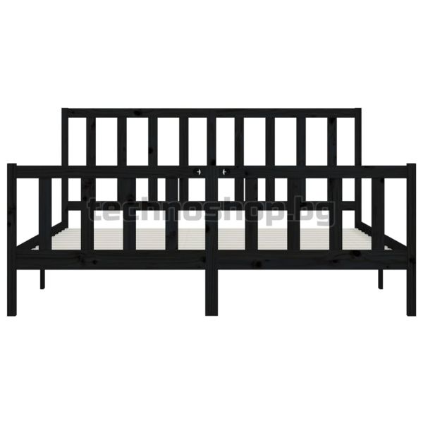 Рамка за легло, черна, масивно дърво, 200x200 см