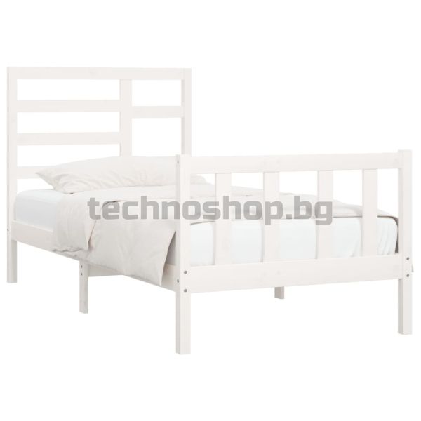 Рамка за легло без матрак, бял, 90x200 см, бор масив