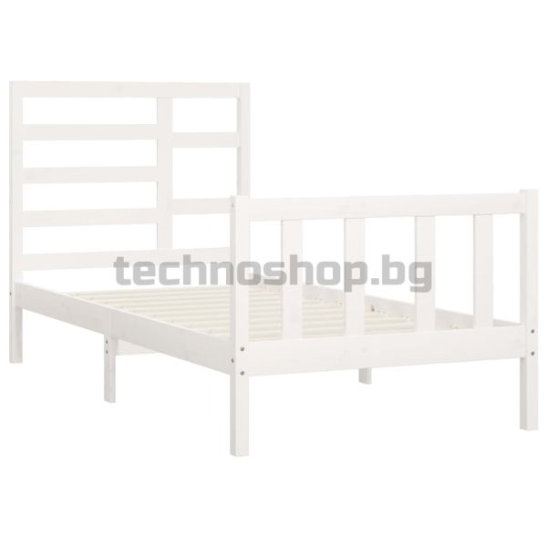 Рамка за легло без матрак, бял, 90x200 см, бор масив