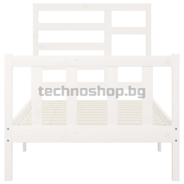 Рамка за легло без матрак, бял, 90x200 см, бор масив