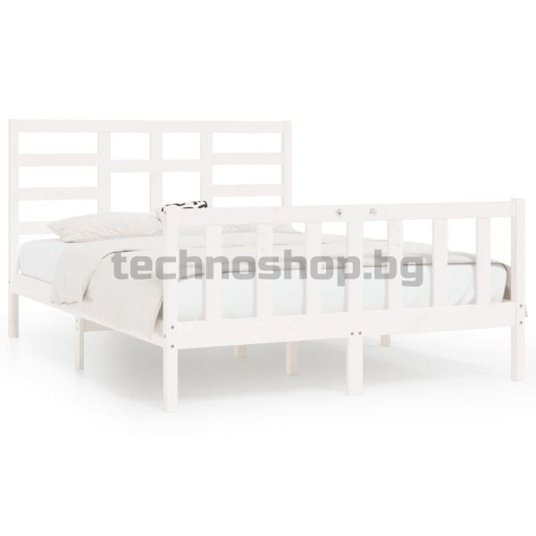 Рамка за легло без матрак, бял, 120x200 см, бор масив