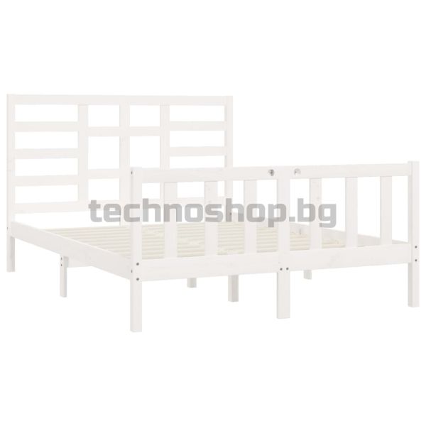 Рамка за легло без матрак, бял, 120x200 см, бор масив