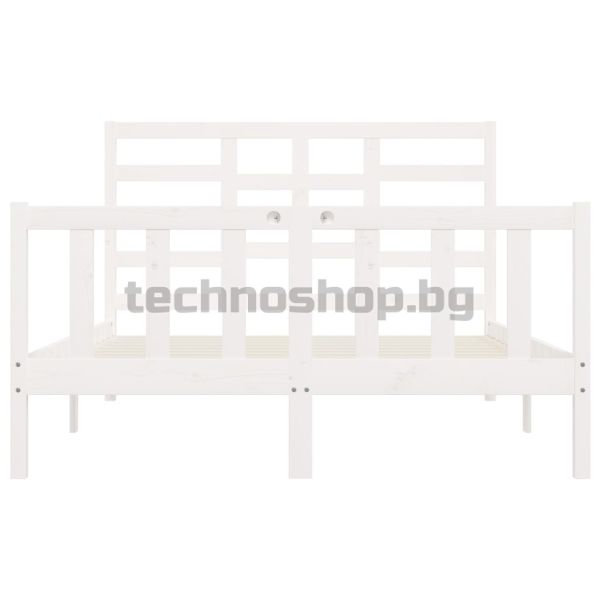 Рамка за легло без матрак, бял, 120x200 см, бор масив