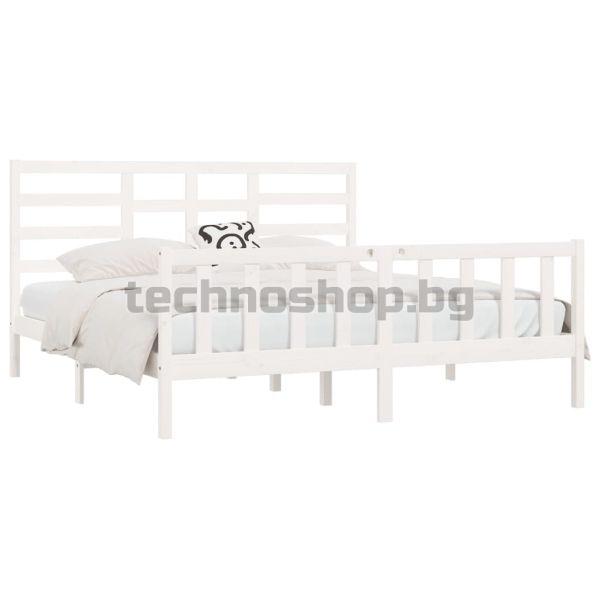 Рамка за легло без матрак, бял, 200x200 см, бор масив