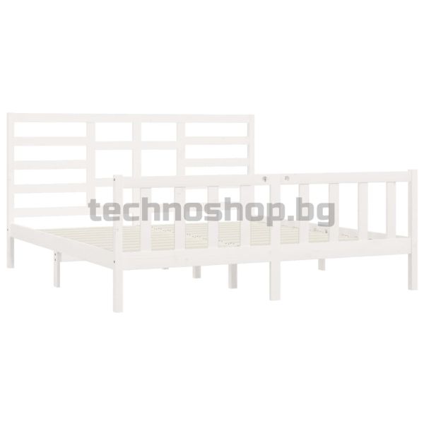 Рамка за легло без матрак, бял, 200x200 см, бор масив
