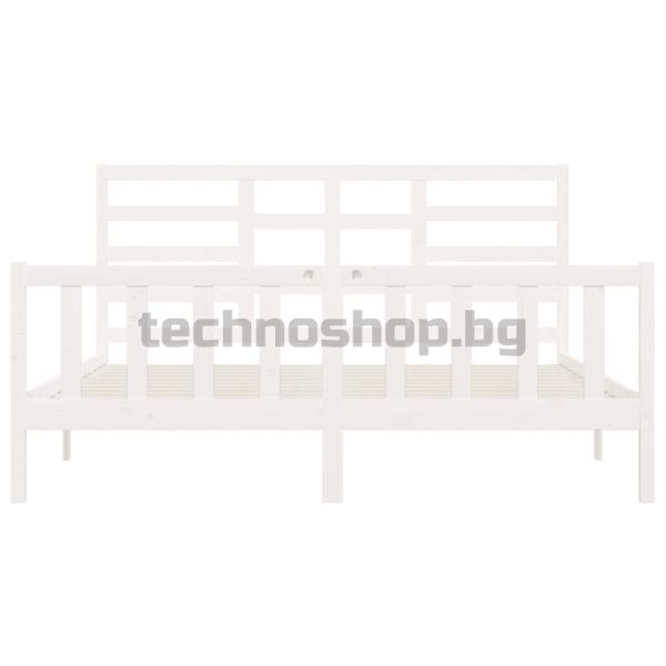 Рамка за легло без матрак, бял, 200x200 см, бор масив