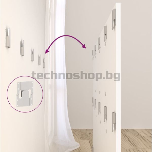 Горна табла за легло с шкафчета, бяла, инженерно дърво