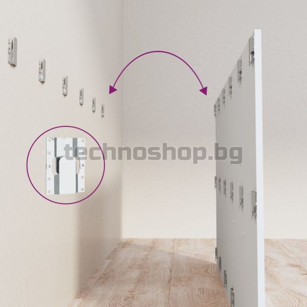 Горна табла за легло с шкафчета, бяла, инженерно дърво