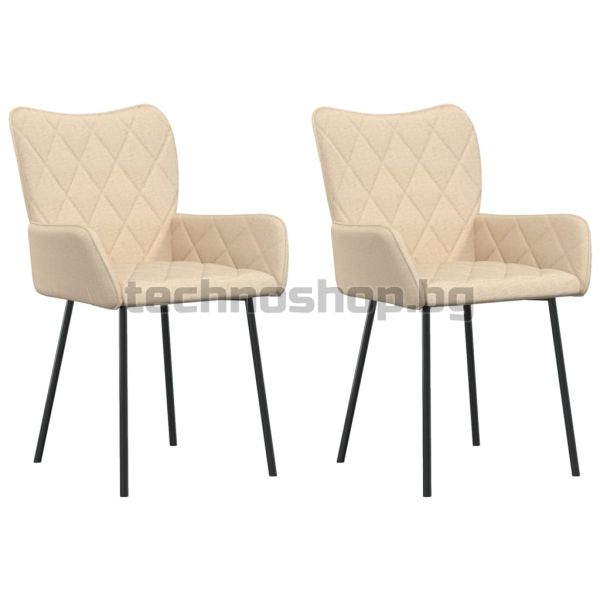Трапезни столове, 2 бр, кремави, текстил