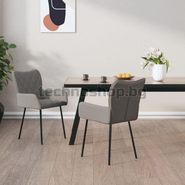 Трапезни столове, 2 бр, светлосиви, текстил