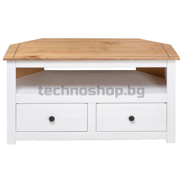 Ъглов ТВ шкаф, бял, 93x49x49 см, бор масив, Panama Range