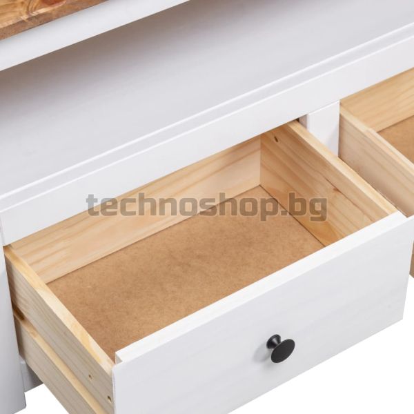 Ъглов ТВ шкаф, бял, 93x49x49 см, бор масив, Panama Range