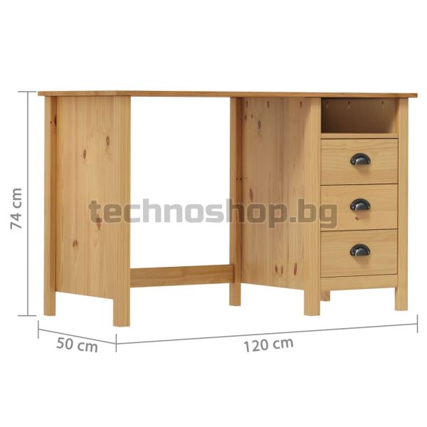 Бюро Hill с 3 чекмеджета 120x50x74 см бор масив