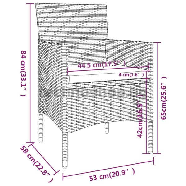 Градински трапезен комплект, 5 части, полиратан, сив