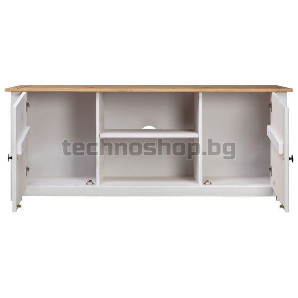 ТВ шкаф, бял, 120x40x50 см, бор масив, Panama Range