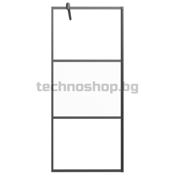 Параван за баня, 90x195 см, полуматирано ESG стъкло, черно