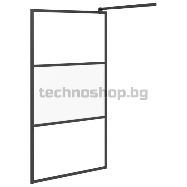 Параван за баня, 100x195 см, полуматирано ESG стъкло, черно