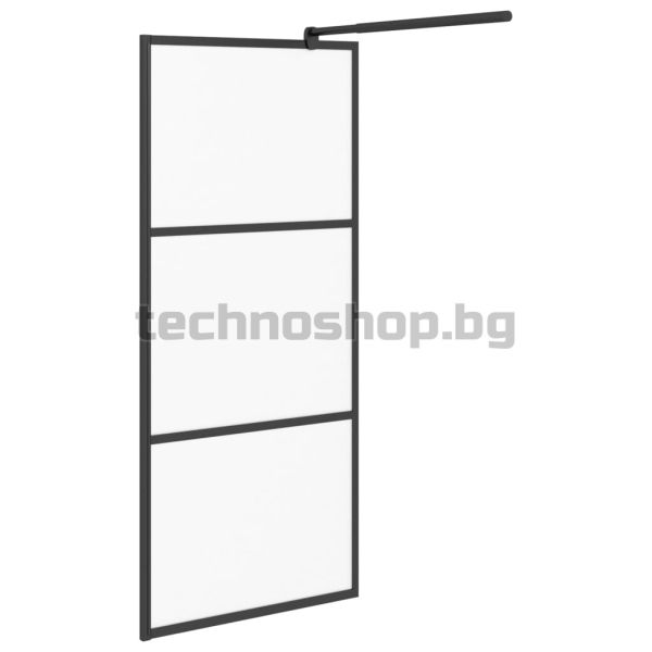 Параван за баня, 90x195 см, матирано ESG стъкло, черно