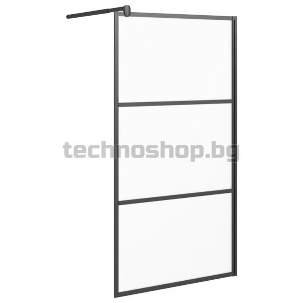Параван за баня, 100x195 см, матирано ESG стъкло, черно