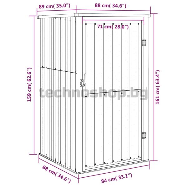 Градинска барака, антрацит, 88x89x161 см, поцинкована стомана
