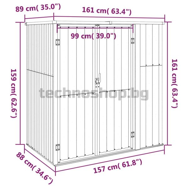 Градинска барака, зелена, 161x89x161 см, поцинкована стомана